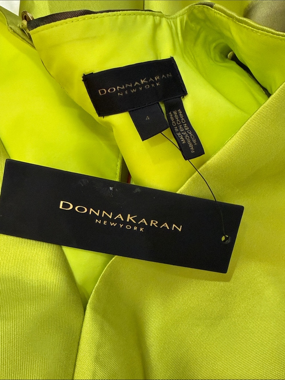 NWT $349 MSRP Donna Karan NY Floral Green Citrus Mikado Gown in Neck Ball Gown 4 - Picture 6 of 9